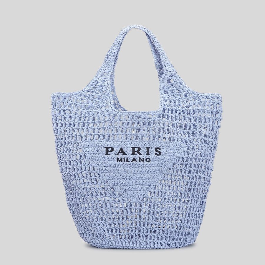 Modische Damen Handtasche aus Baumwoll-Hanf – Gestreifte Strick-Shopper