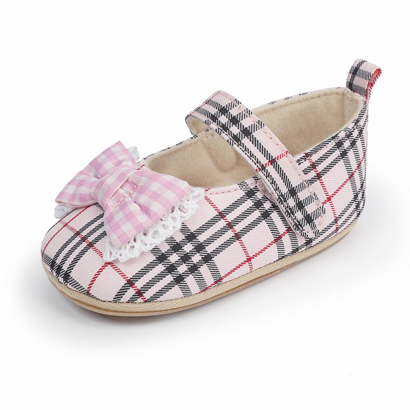 Süsses Baby Mädchen Karomuster Schuhe mit Schleife – Ideal für Neugeborene