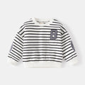 Gestreifter Kinder Pullover mit Buchstaben-Detail – Langarm Sweatshirt