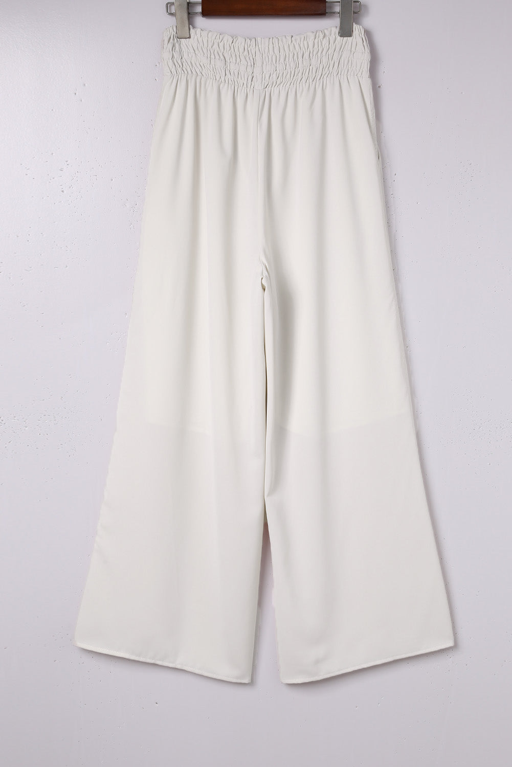 Damen Wide-Leg-Hose in Beige – High-Waist mit Smocked Bund