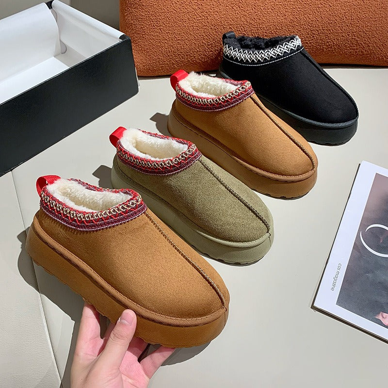 Damen Winterschuhe mit warmem Futter im Retro Look