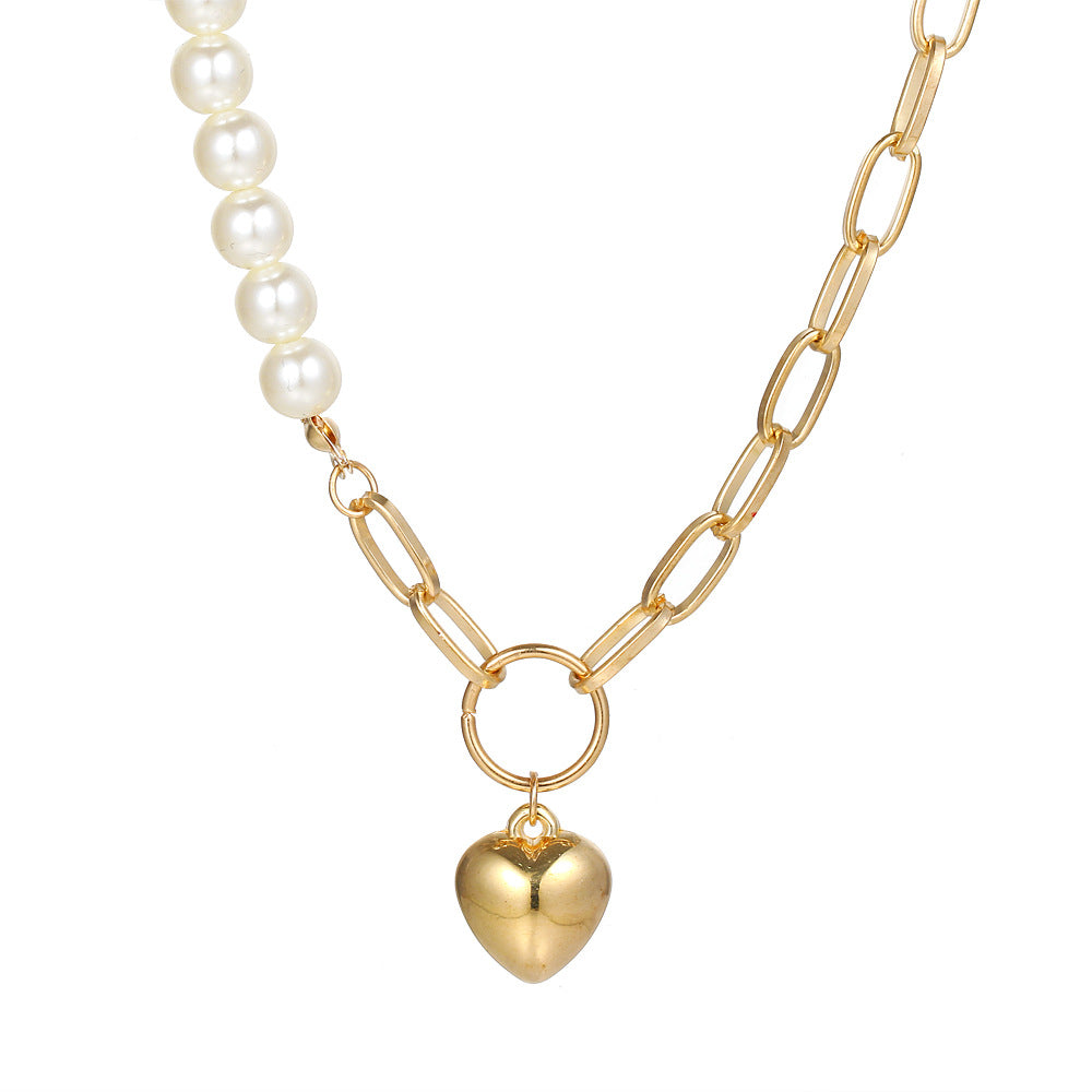 Elegante Damen-Halskette mit Perlen & Kettengliedern – Verstellbare Kette