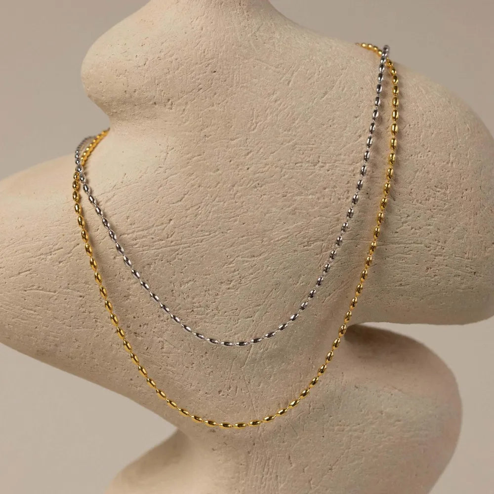 Wasserfeste Edelstahl, Halskette mit Perlen – Verstellbarer Schmuck
