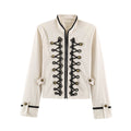 Damen Jacke mit Knotendetail & Blumenärmeln – Stehkragen