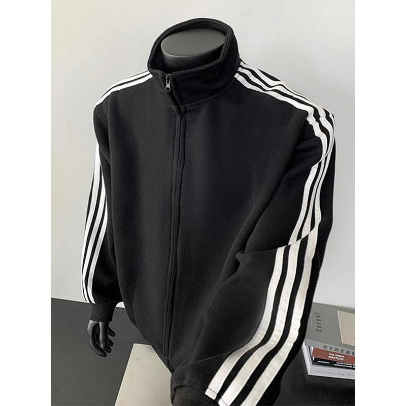 Herren Übergangsjacke mit Stehkragen – Gestreiftes Design mit Reißverschluss