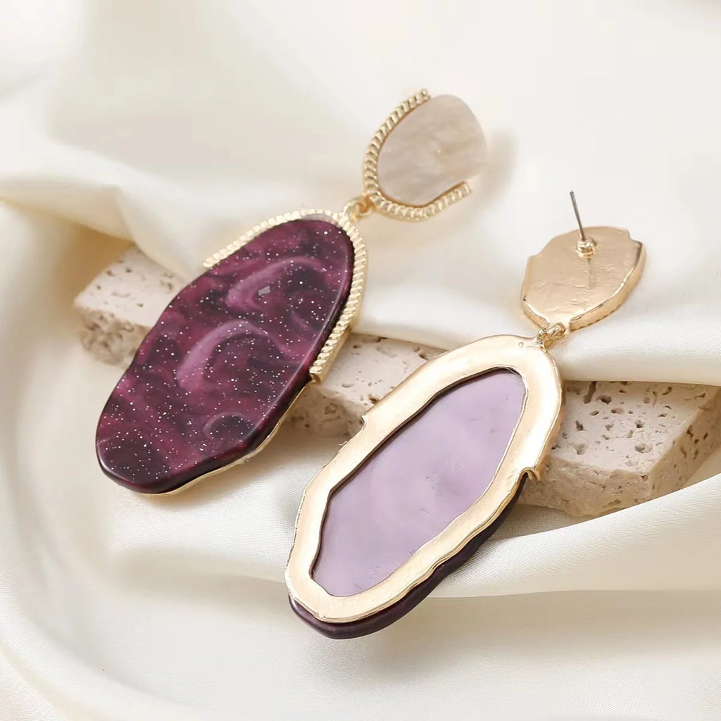 Elegante Statement-Ohrringe in Lila – Geometrisches Design