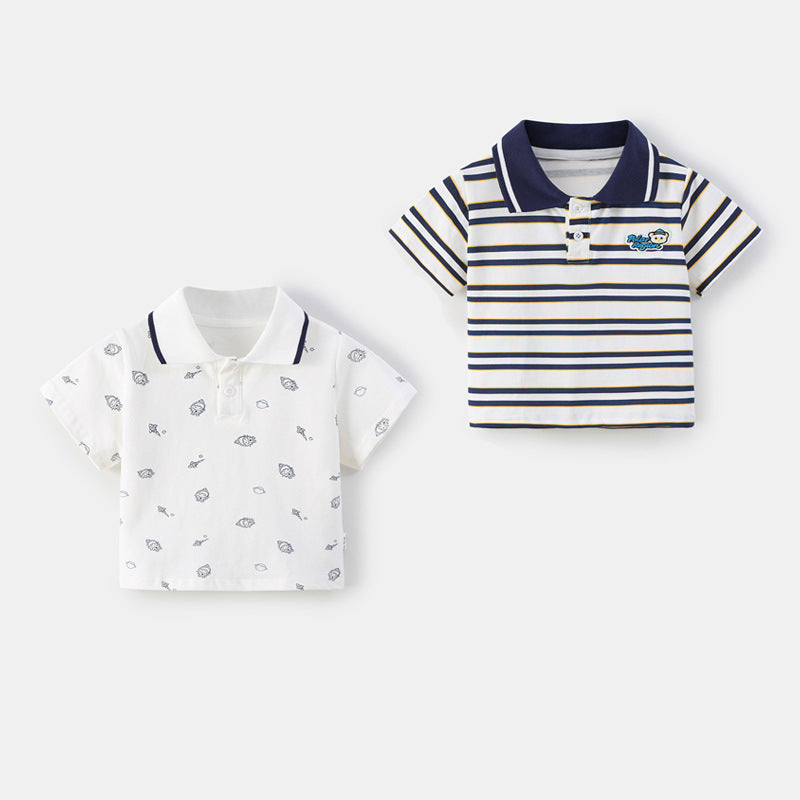 Gestreiftes Kinder Poloshirt mit Umschlagkragen – Kurzarm