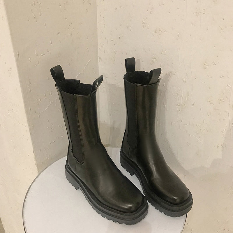 Women's Ankle Boots with Chunky Heel and Platform
