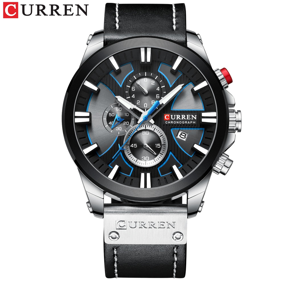 Herren Chronograph Armbanduhr – Sportliches Design mit Lederarmband
