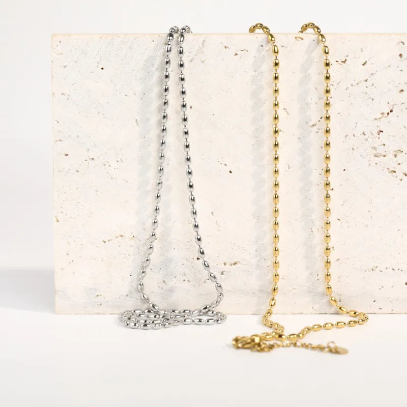 Wasserfeste Edelstahl, Halskette mit Perlen – Verstellbarer Schmuck