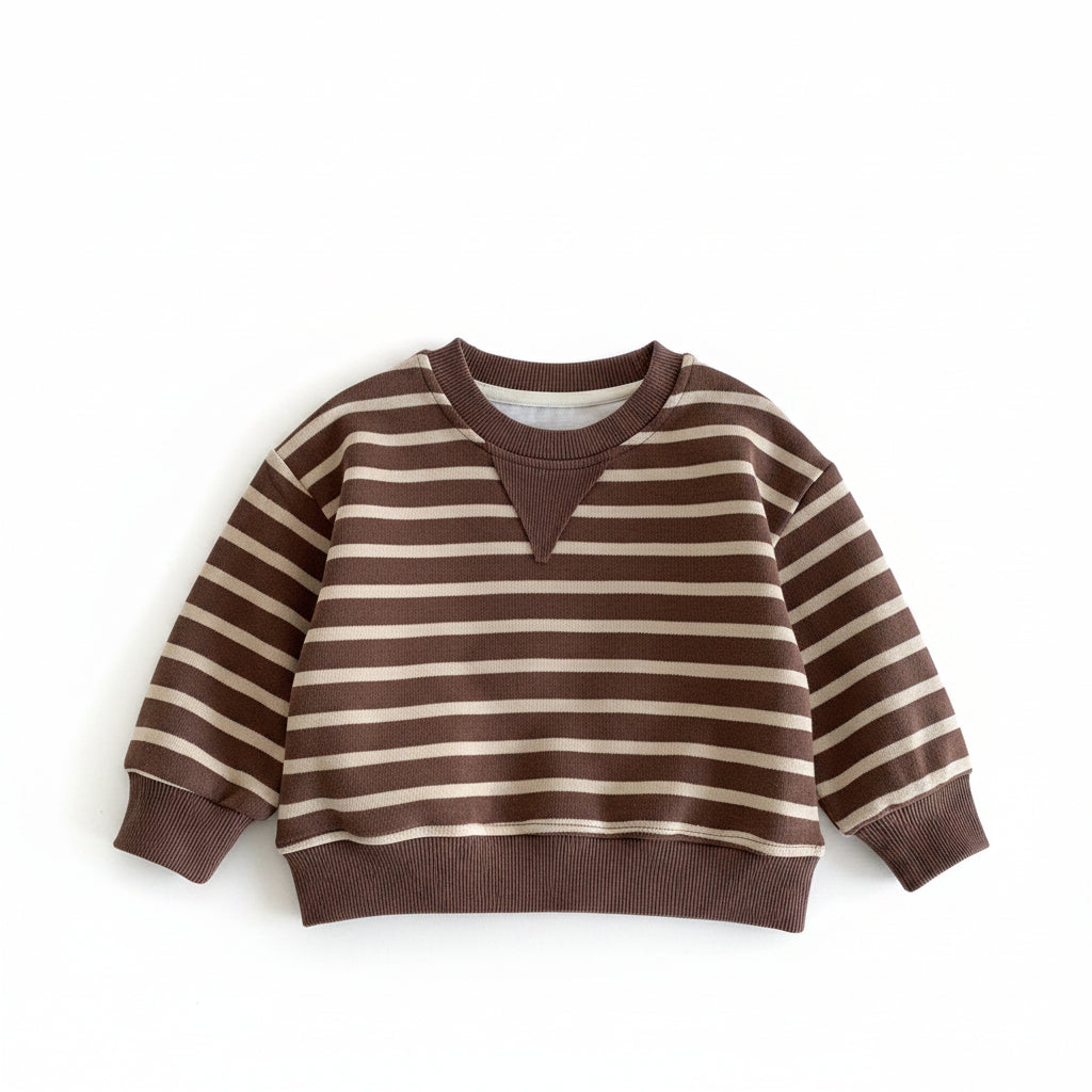 Gestreifter Kinder Pullover mit Rundhalsausschnitt – Langarm