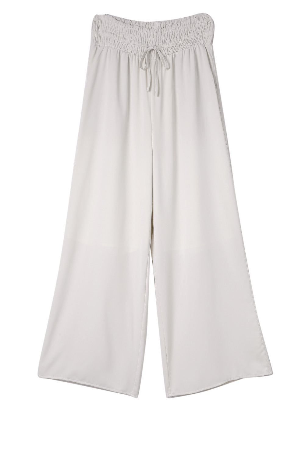 Damen Wide-Leg-Hose in Beige – High-Waist mit Smocked Bund