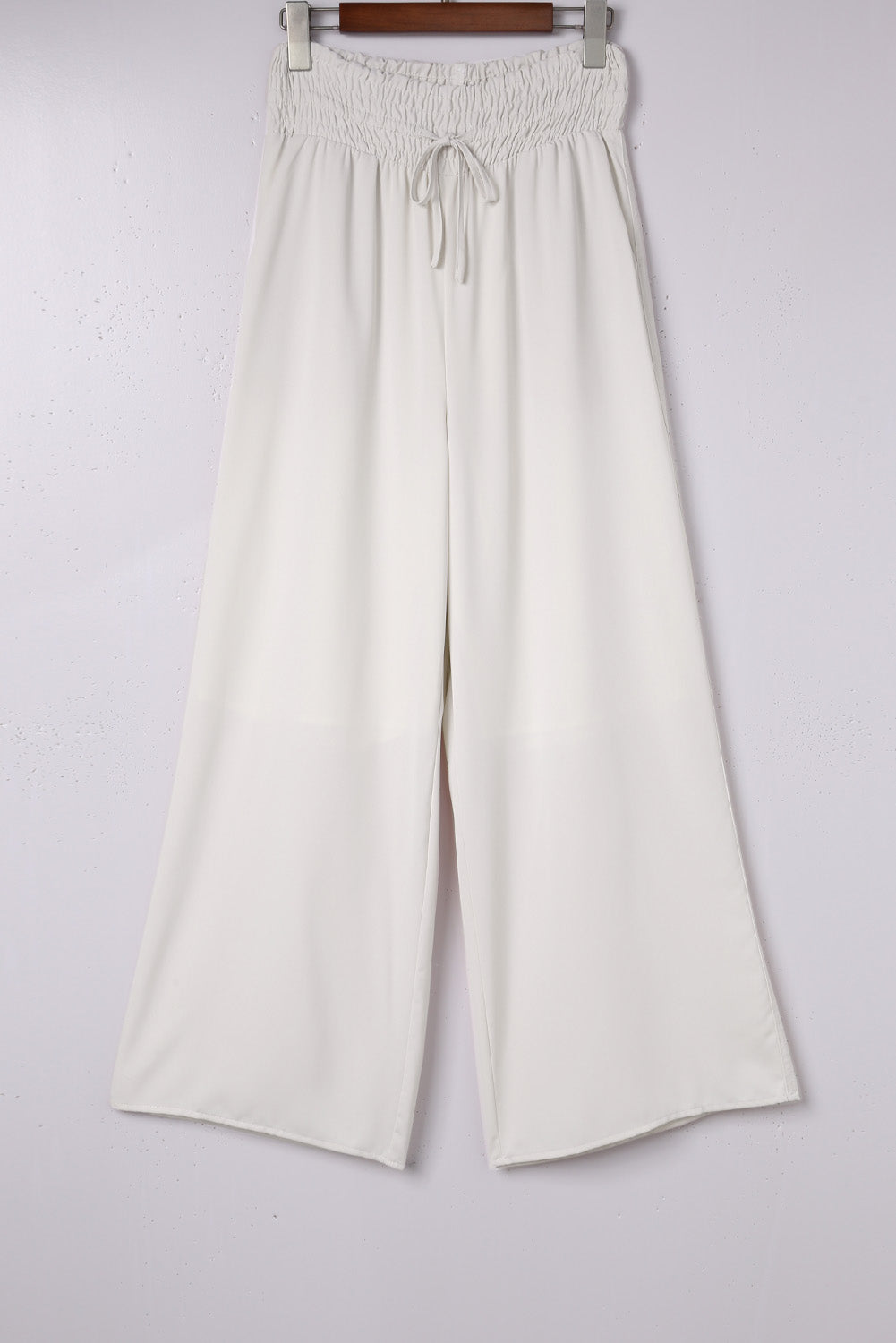 Damen Wide-Leg-Hose in Beige – High-Waist mit Smocked Bund