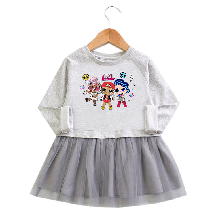 Kinder Langarm Kleid mit Cartoon-Print –