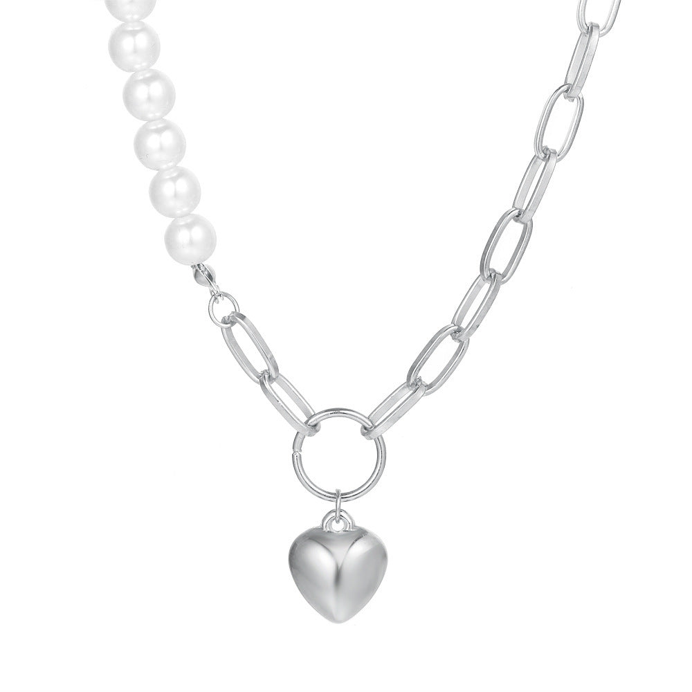 Elegante Damen-Halskette mit Perlen & Kettengliedern – Verstellbare Kette