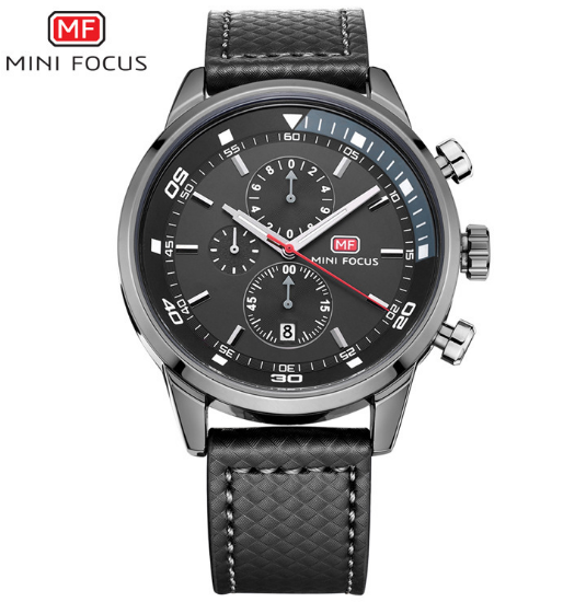 Herren Chronograph Armbanduhr in Blau – Elegantes Lederarmband