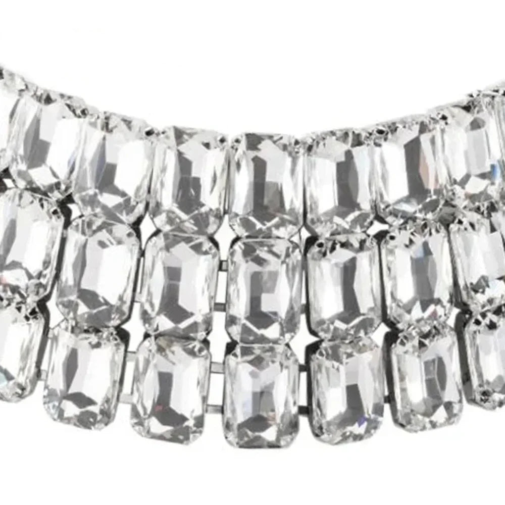 Schicke mehrreihige Glitzer-Halskette mit Strass für Damen