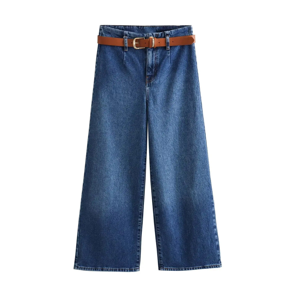 Damen Baggy Jeans mit hoher Taille und Gürtel