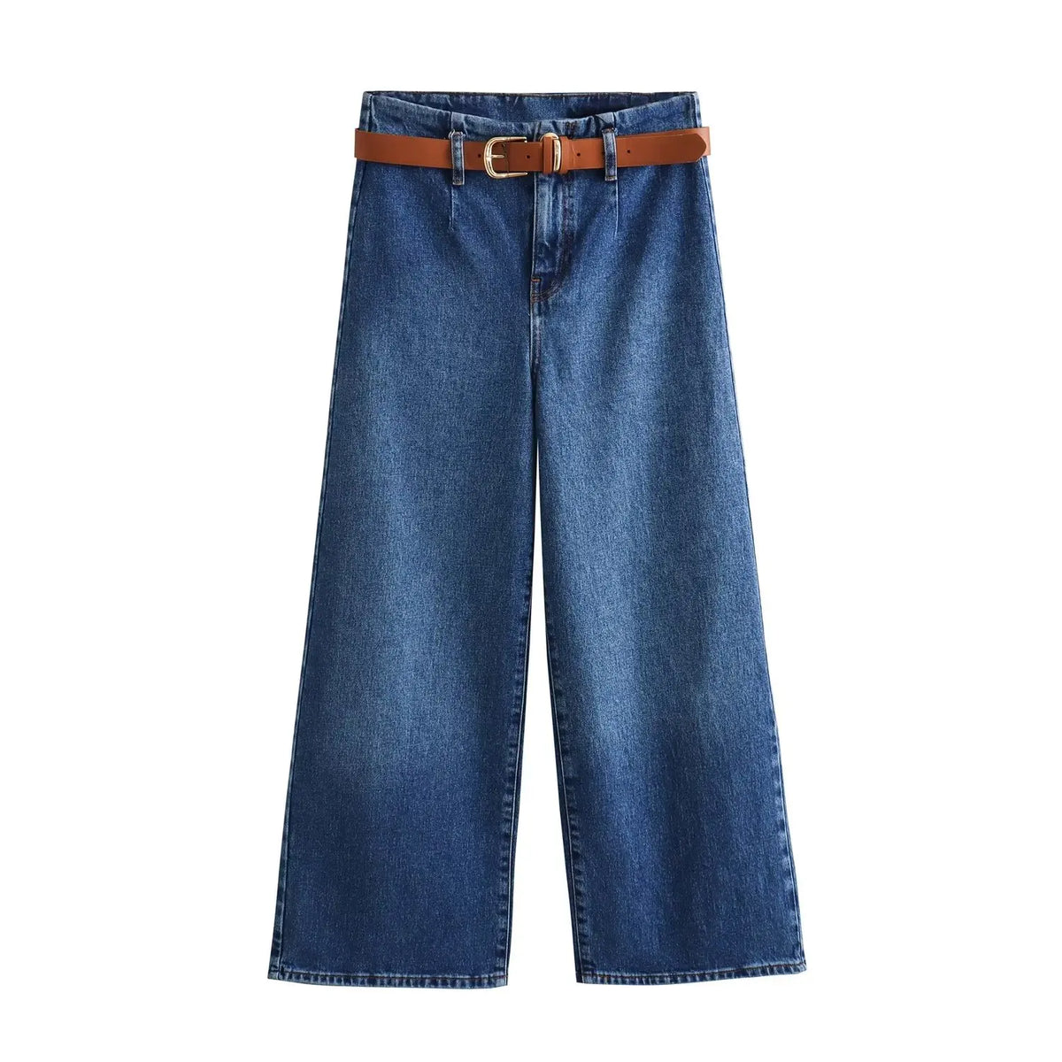 Damen Baggy Jeans mit hoher Taille und Gürtel