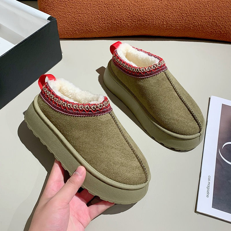 Damen Winterschuhe mit warmem Futter im Retro Look