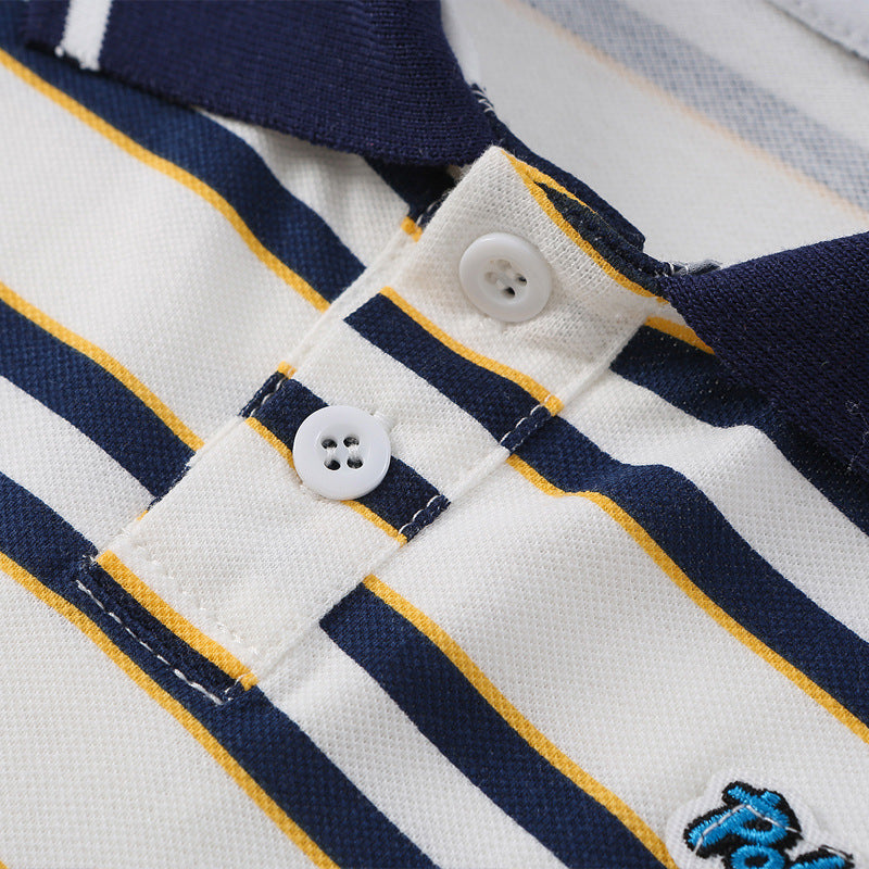 Gestreiftes Kinder Poloshirt mit Umschlagkragen – Kurzarm