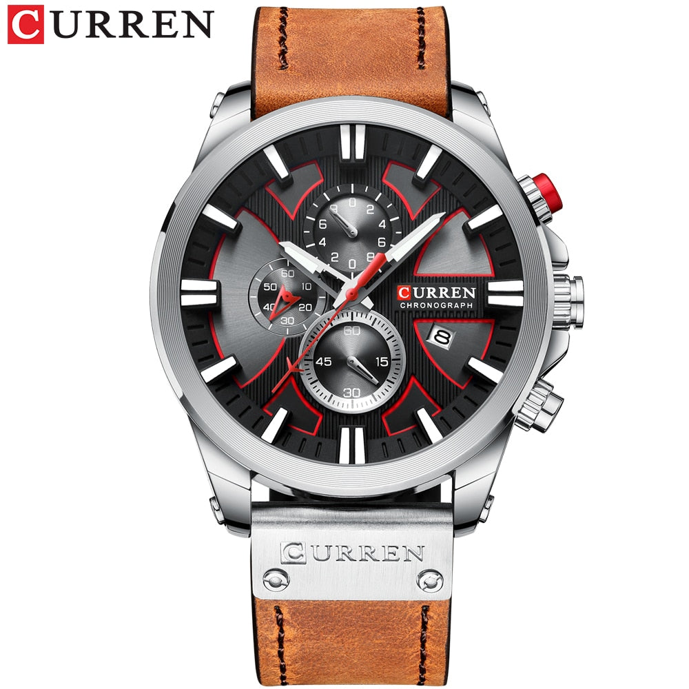 Herren Chronograph Armbanduhr – Sportliches Design mit Lederarmband