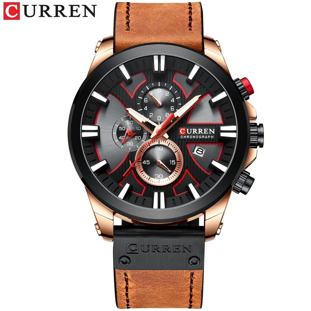 Herren Chronograph Armbanduhr – Sportliches Design mit Lederarmband