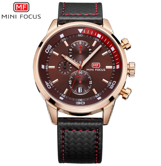 Herren Chronograph Armbanduhr in Blau – Elegantes Lederarmband