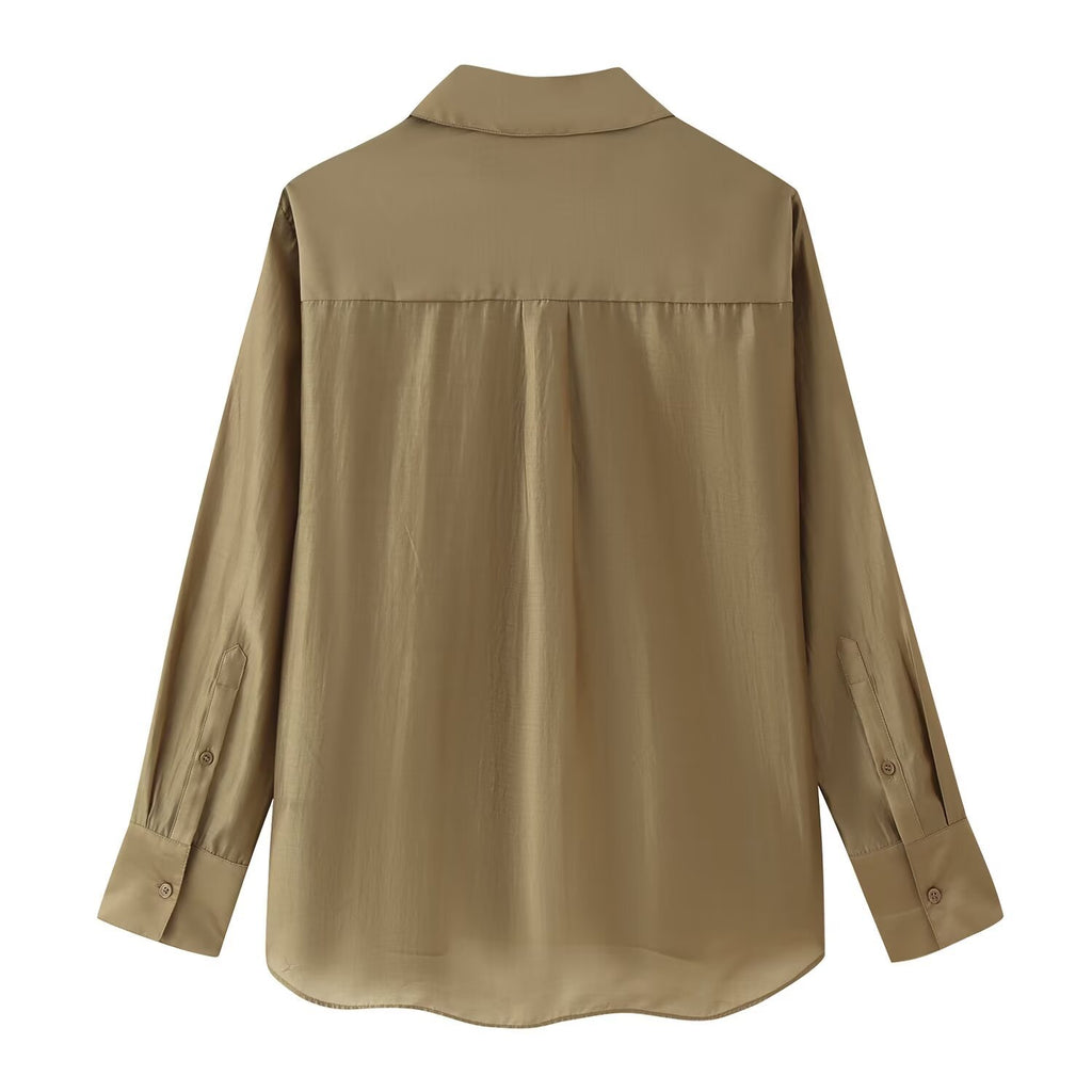 Damen Bluse mit Polokragen – Langarmbluse