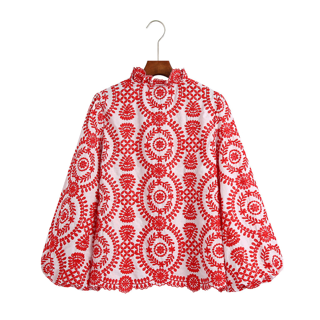 Florale bestickte Bluse aus Baumwollmix – Moderner Streetstyle