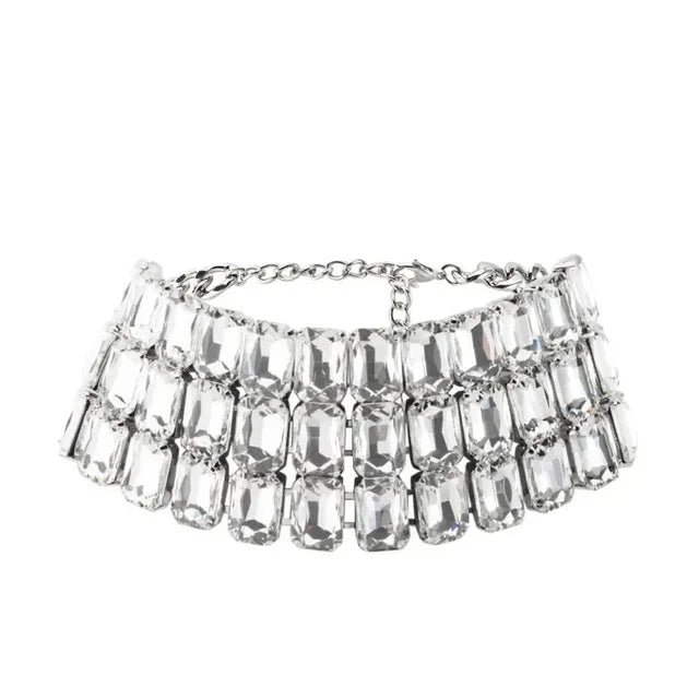 Chic multi-row rhinestone glitter necklace for women