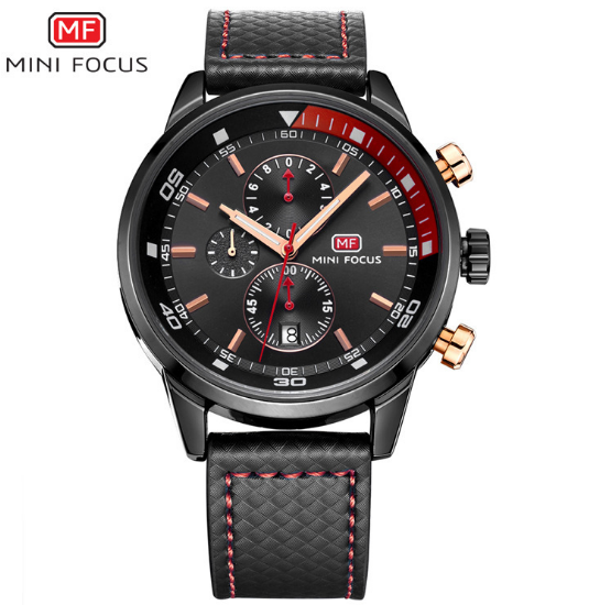 Herren Chronograph Armbanduhr in Blau – Elegantes Lederarmband
