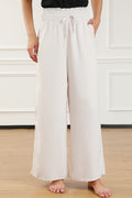 Damen Wide-Leg-Hose in Beige – High-Waist mit Smocked Bund