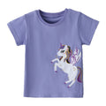Kinder T-Shirt mit Einhorn Stickerei – Kurzarm