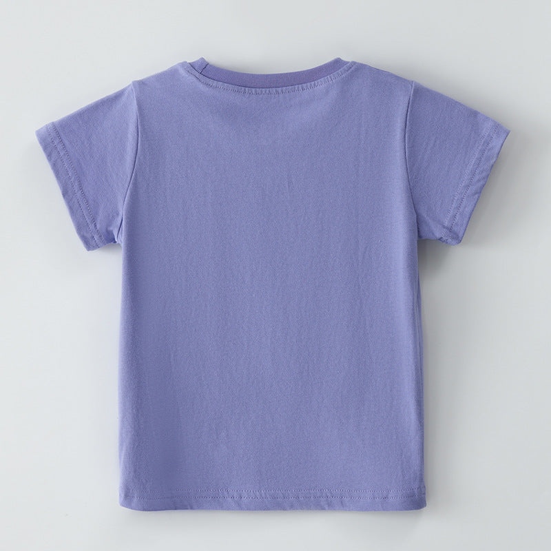 Kinder T-Shirt mit Einhorn Stickerei – Kurzarm