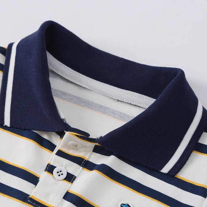 Gestreiftes Kinder Poloshirt mit Umschlagkragen – Kurzarm