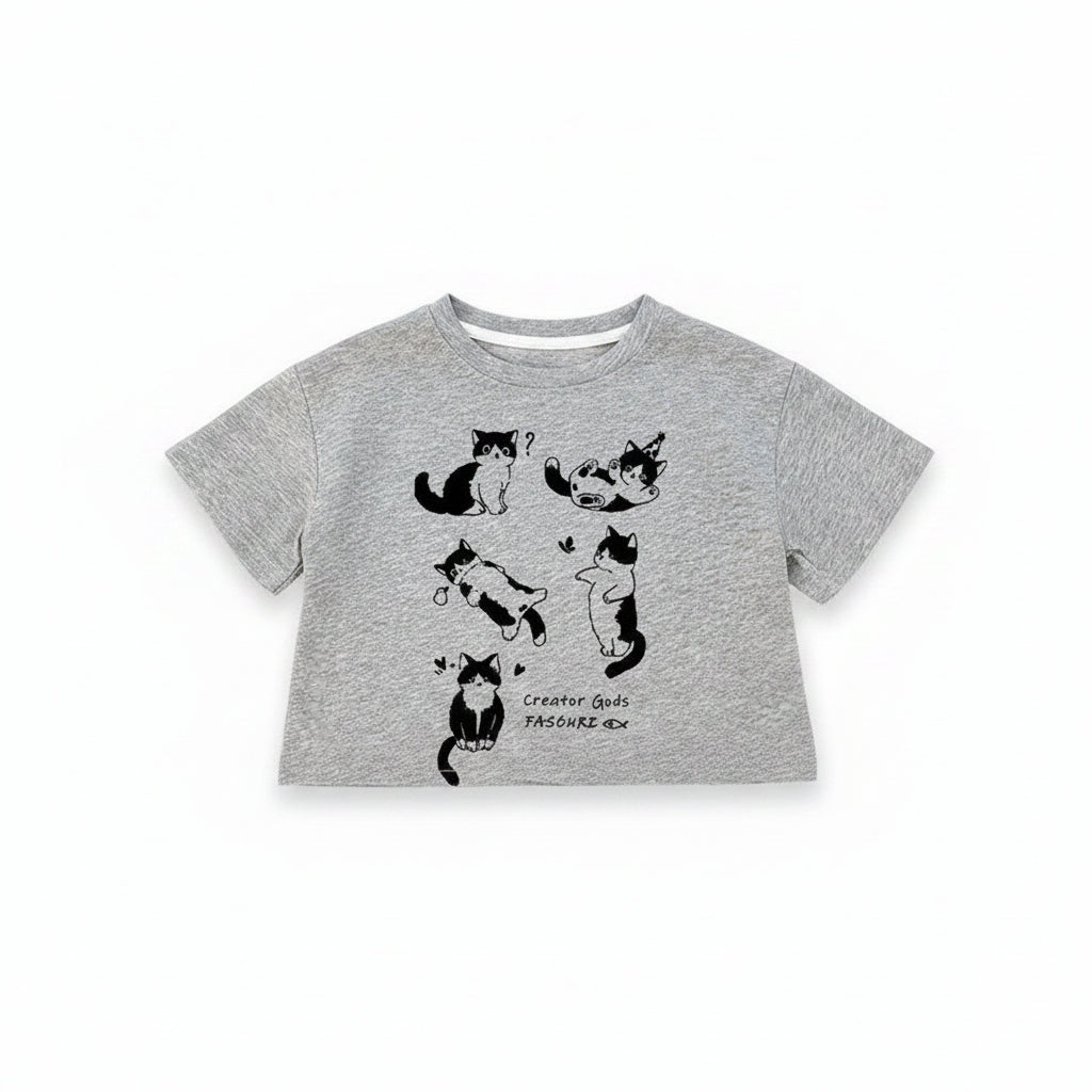 Kurzarm T-Shirt mit niedlichem Cartoon-Print – Baumwolle
