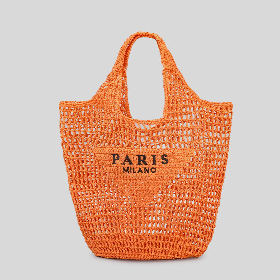 Modische Damen Handtasche aus Baumwoll-Hanf – Gestreifte Strick-Shopper