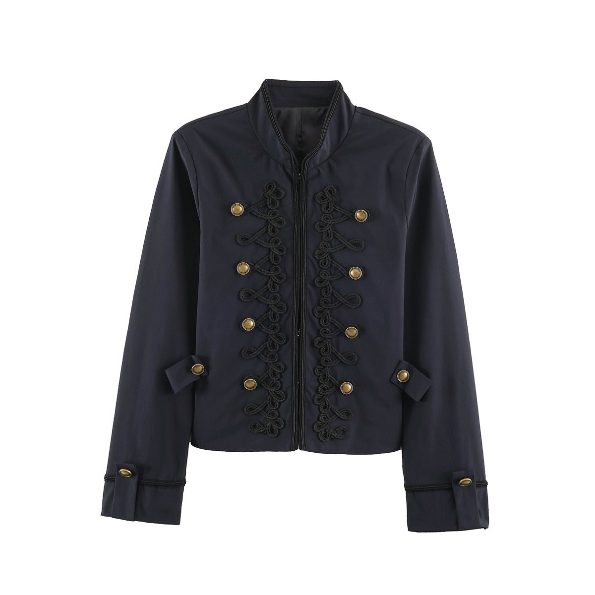 Damen Jacke mit Knotendetail & Blumenärmeln – Stehkragen