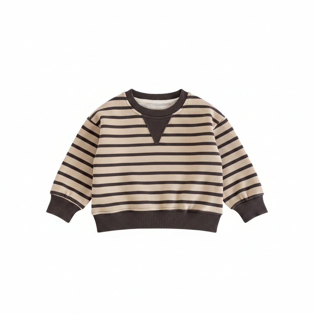 Gestreifter Kinder Pullover mit Rundhalsausschnitt – Langarm