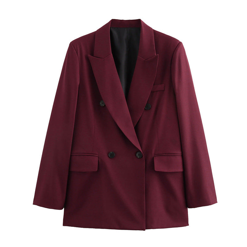 Eleganter Damen Zweireiher-Blazer mit Reverskragen – Lässiger Chic