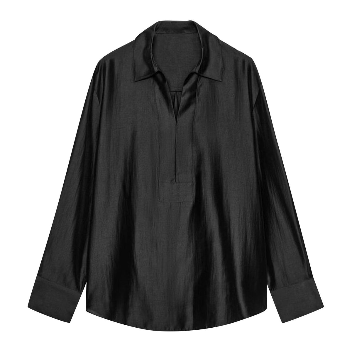 Damen Bluse mit Polokragen – Langarmbluse