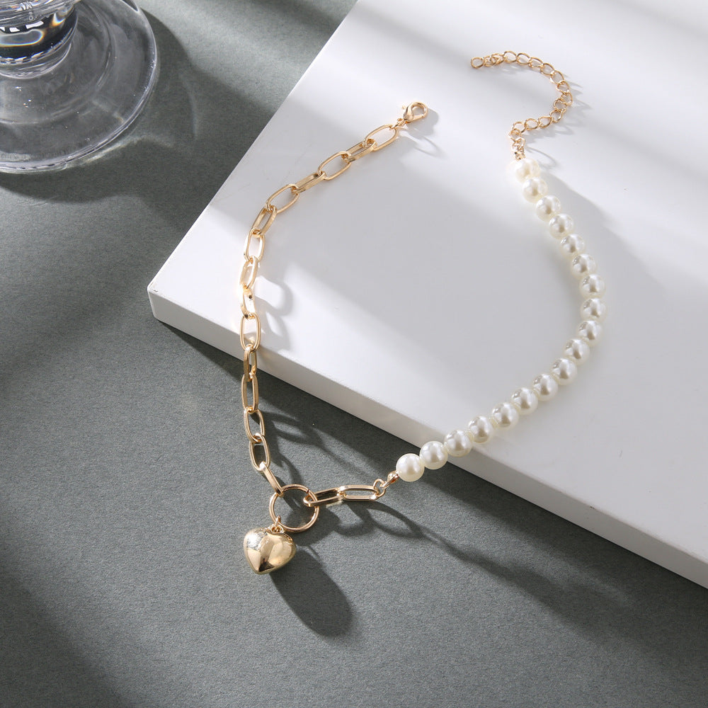 Elegante Damen-Halskette mit Perlen & Kettengliedern – Verstellbare Kette