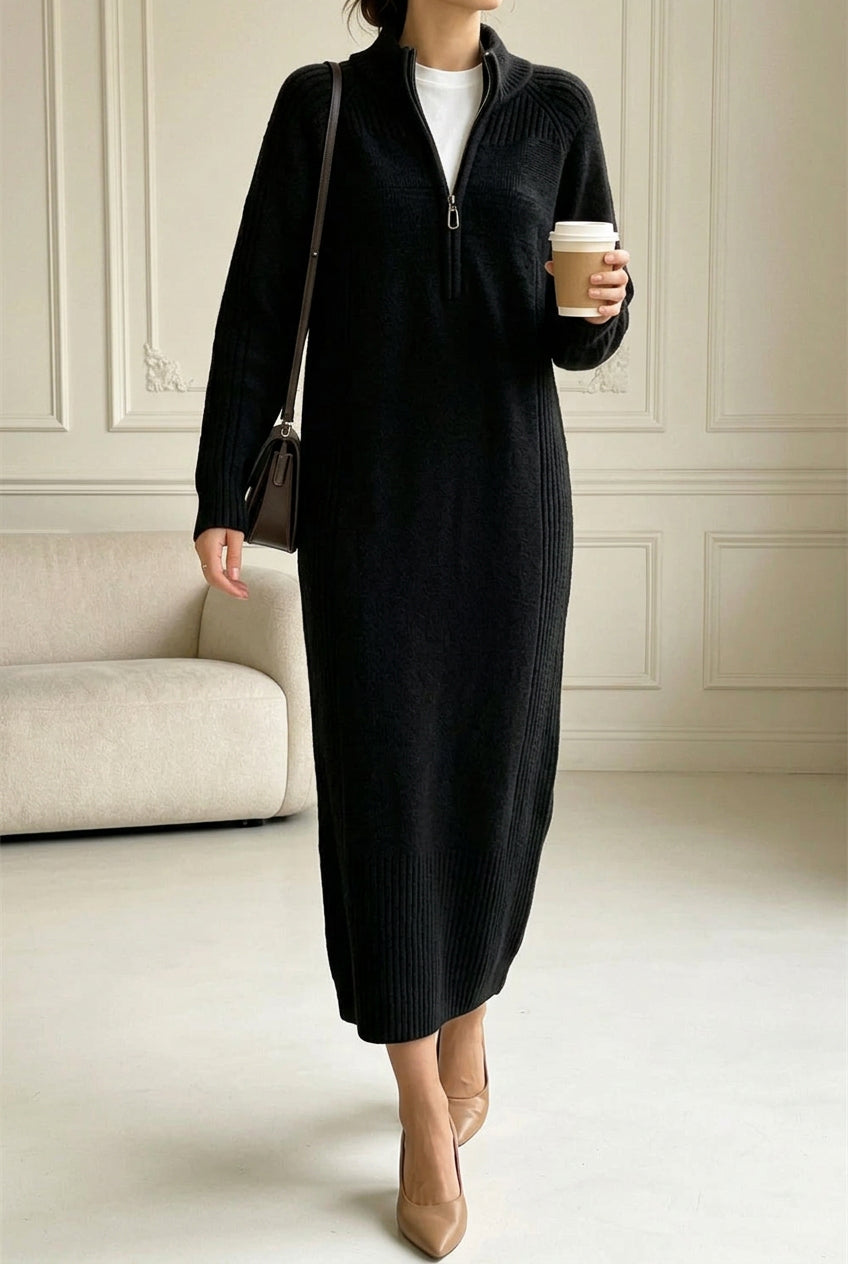 Half-Zip Midi Kleid – Damen Look