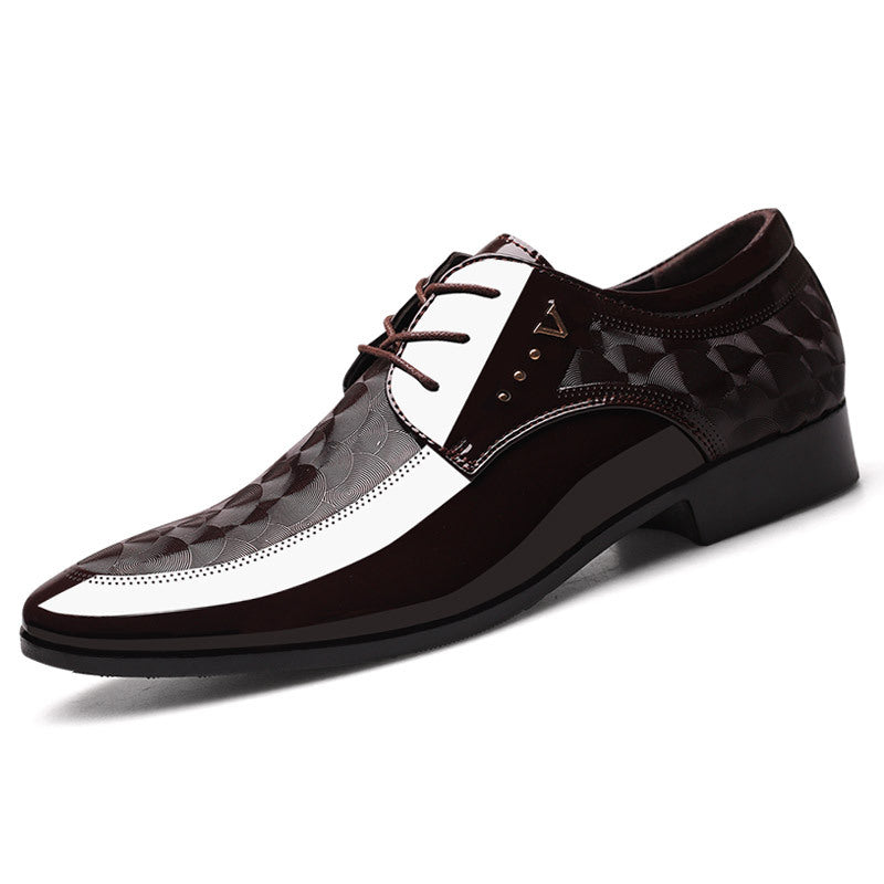 Schicke Business Herrenschuhe in Schwarz-Weiss mit Lack-Optik