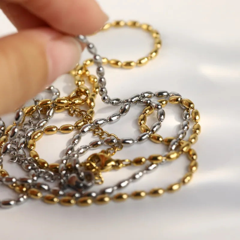 Wasserfeste Edelstahl, Halskette mit Perlen – Verstellbarer Schmuck