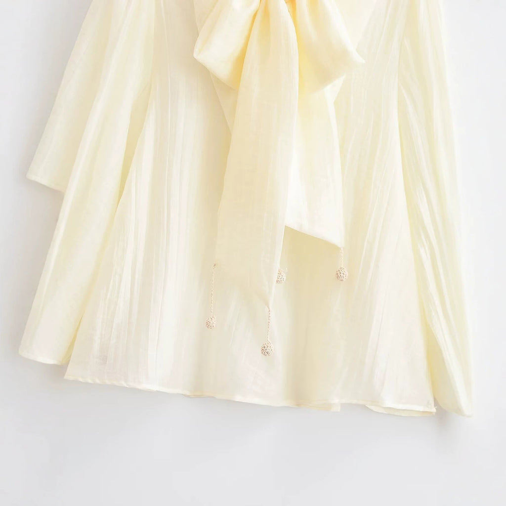 Damen Bluse mit Schleife – Elegante Langarmbluse mit Ballonärmeln