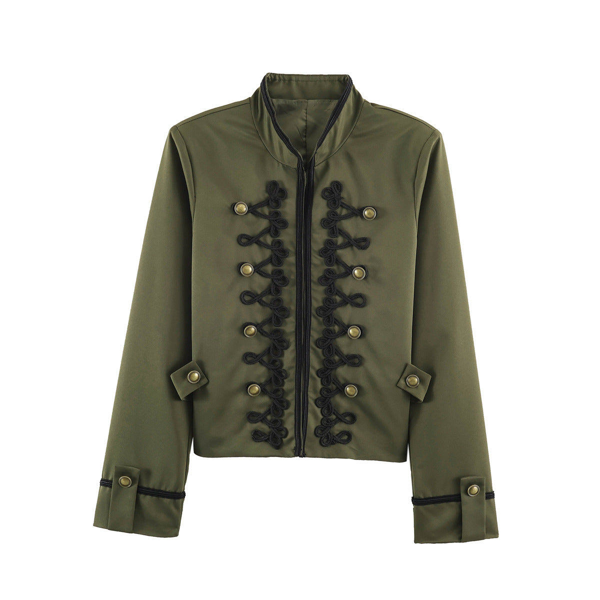 Damen Jacke mit Knotendetail & Blumenärmeln – Stehkragen