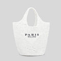 Modische Damen Handtasche aus Baumwoll-Hanf – Gestreifte Strick-Shopper