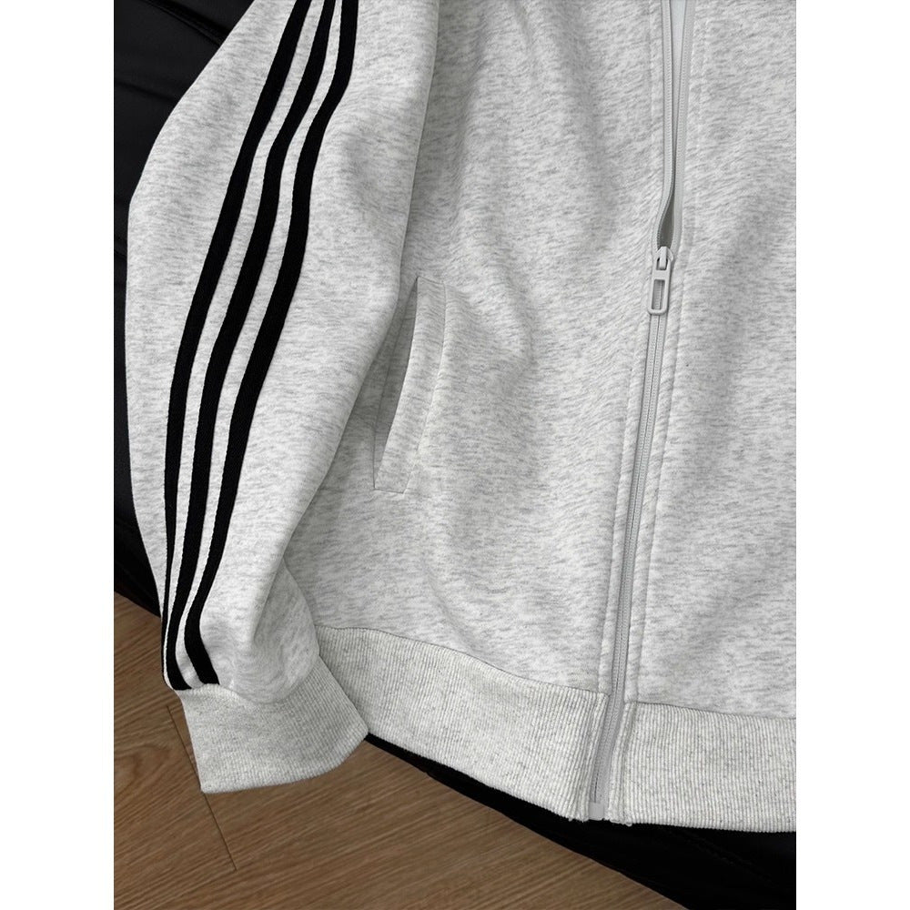 Herren Übergangsjacke mit Stehkragen – Gestreiftes Design mit Reißverschluss
